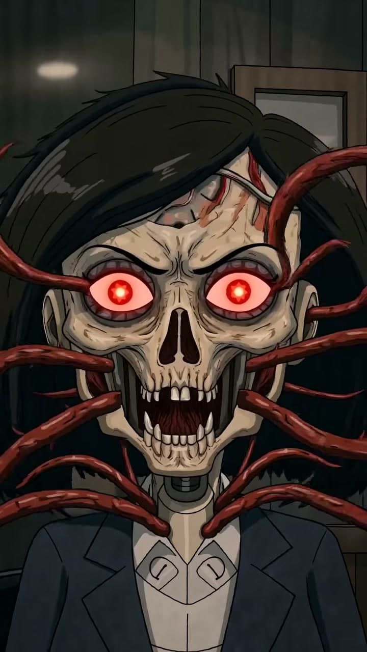 A strange GPTea AI character close-up.