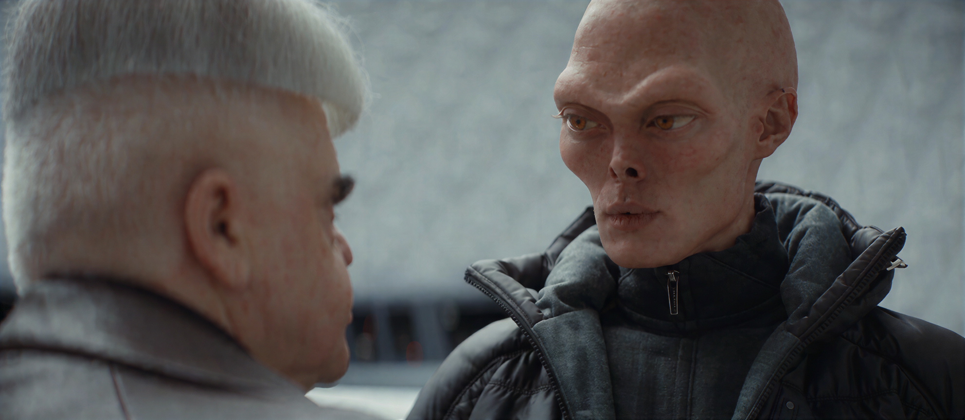 Nix in his transport uniform faces Vernon Voss